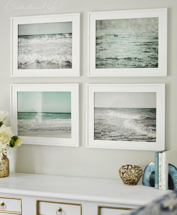 beach inspired picture wall