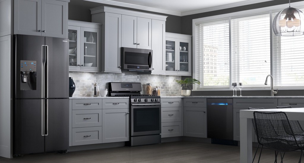 black stainless steel appliances